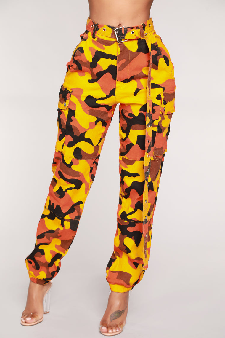orange cargo pants fashion nova