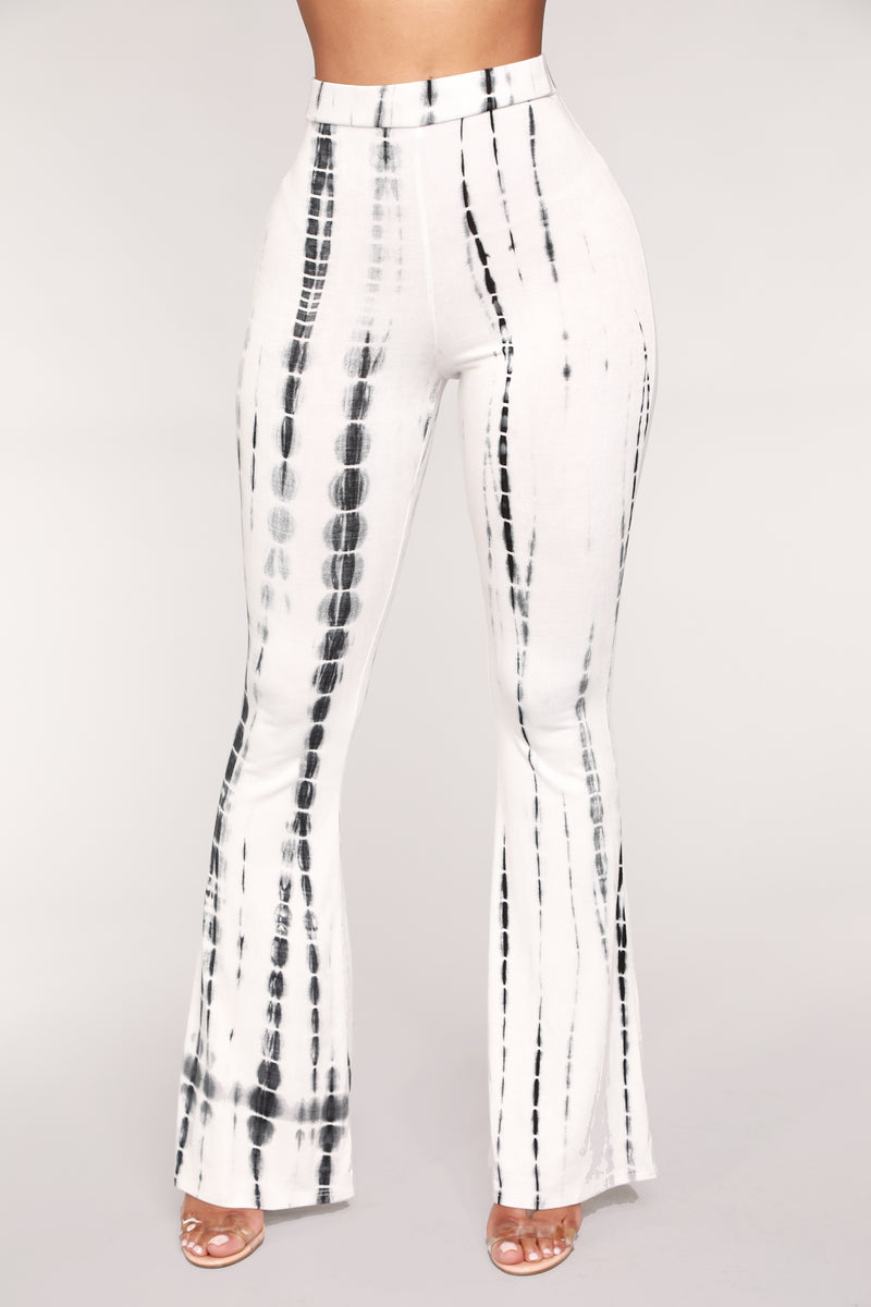 Jazmin Flare Tie Dye Pants - White/Black | Fashion Nova, Pants ...