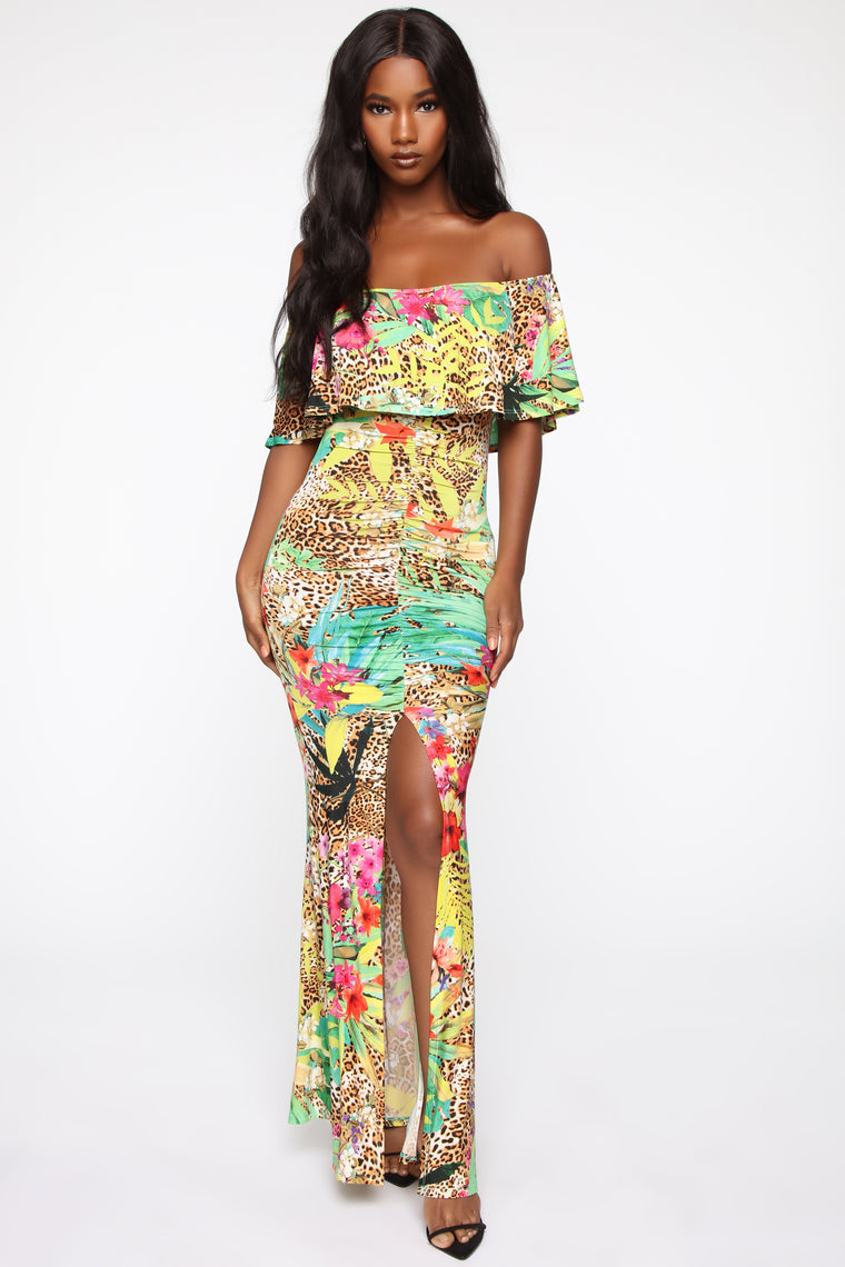 bold print maxi dress