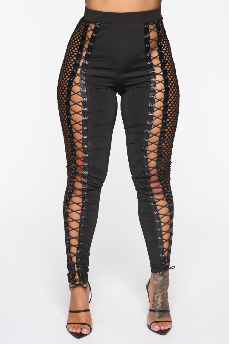 Untie Me Lace Up Leggings - Black 