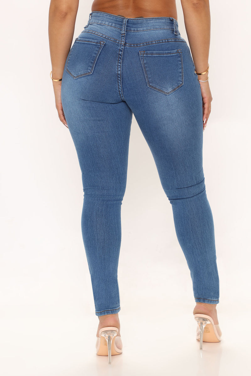 London Super Stretch Skinny Jeans - Medium Blue Wash | Fashion Nova ...