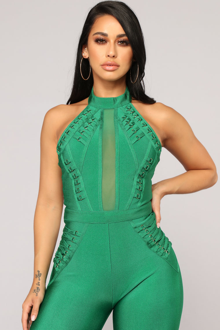 Rooftop Vibe Bandage Jumpsuit - Kelly Green