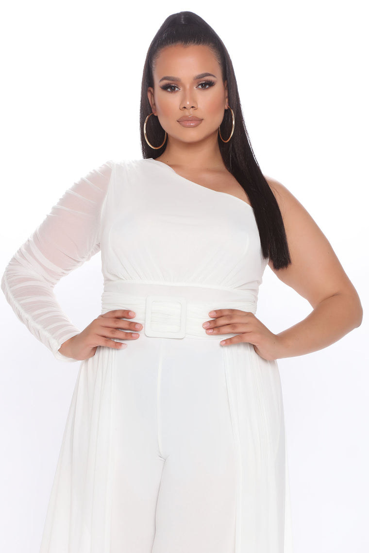 mesh jumpsuit white