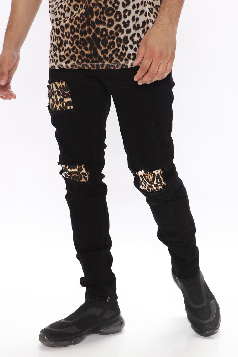 leopard distressed jeans