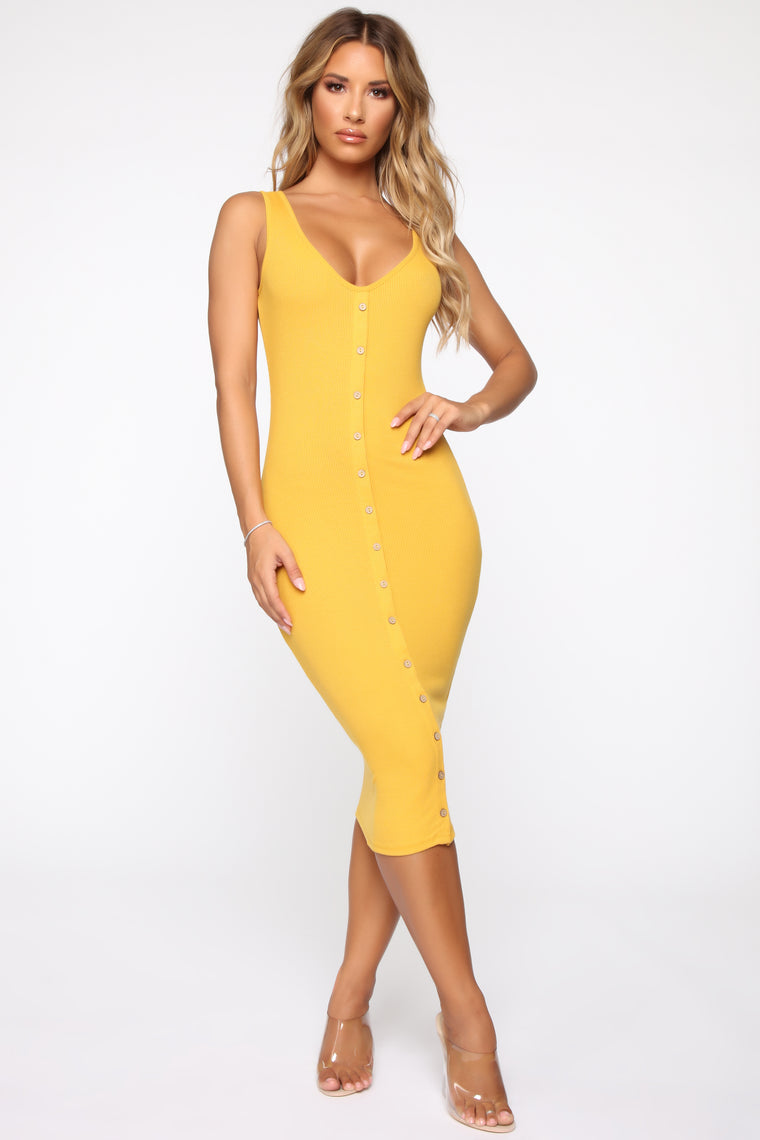 midi dress mustard