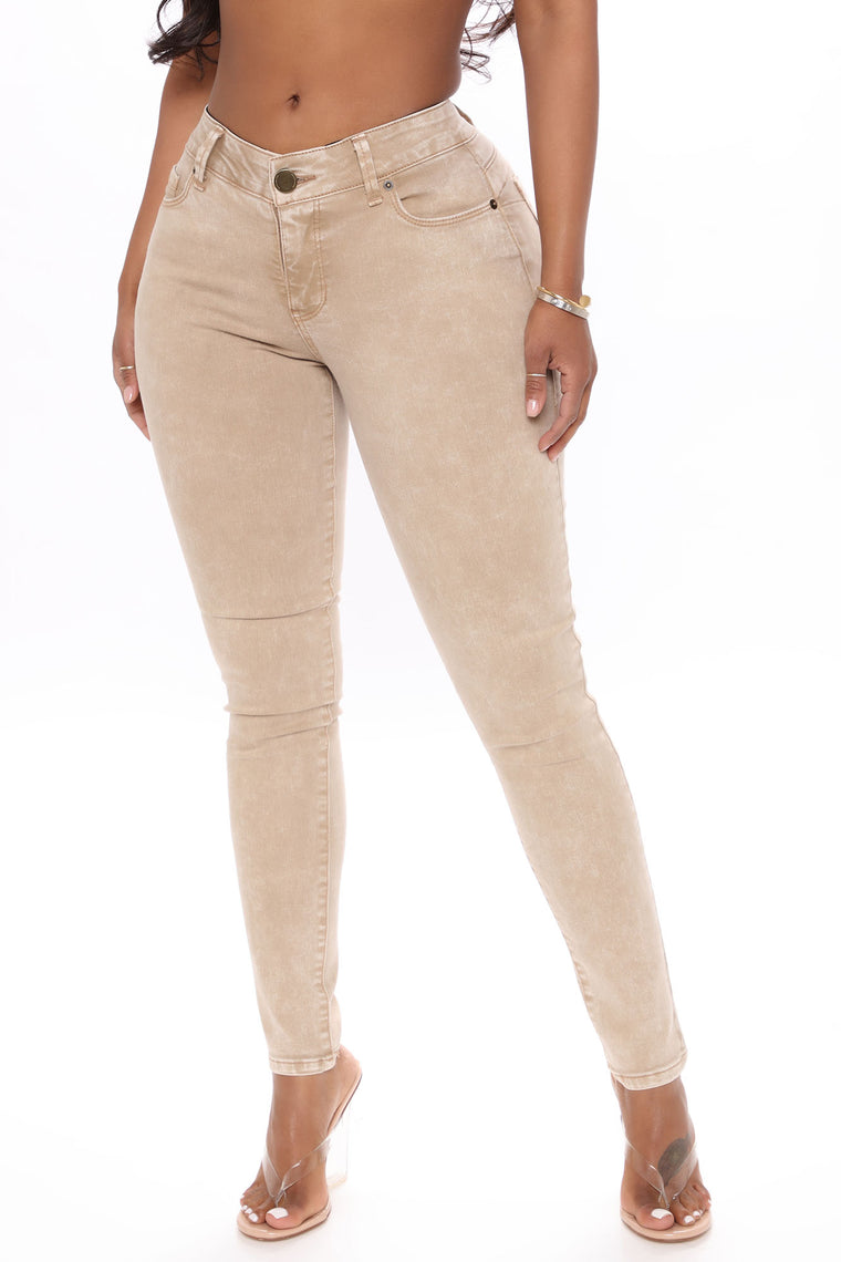 Karina Acid Wash Skinny Jeans - Beige – Fashion Nova