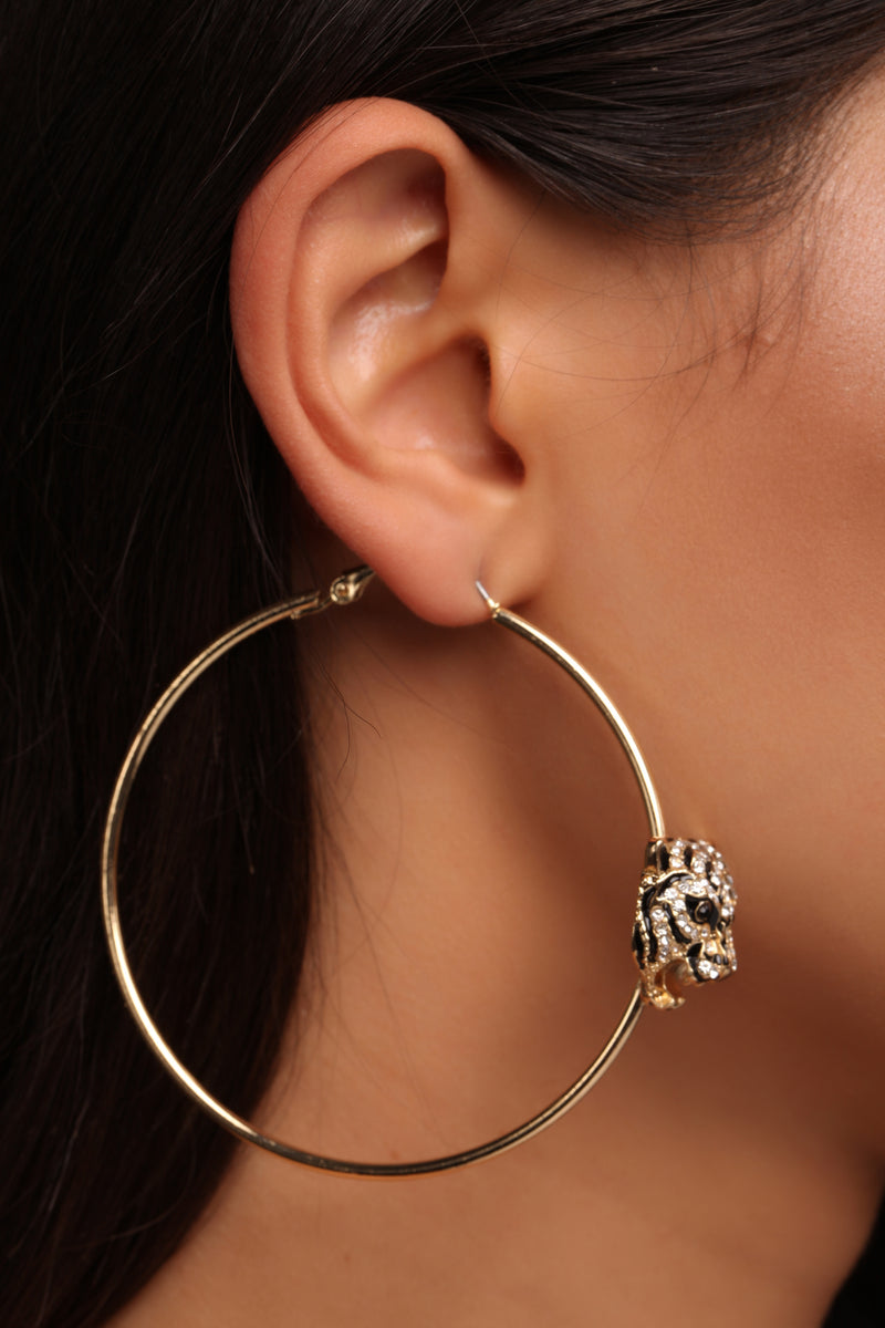 Easy Tiger Hoop Earrings Gold Black Fashion Nova Jewelry Fashion Nova