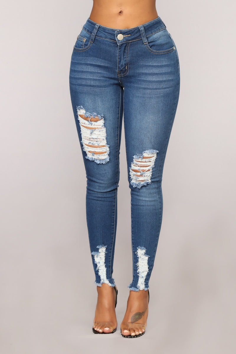 Gone Bad Distressed Jeans - Medium Blue Wash | Fashion Nova, Jeans ...