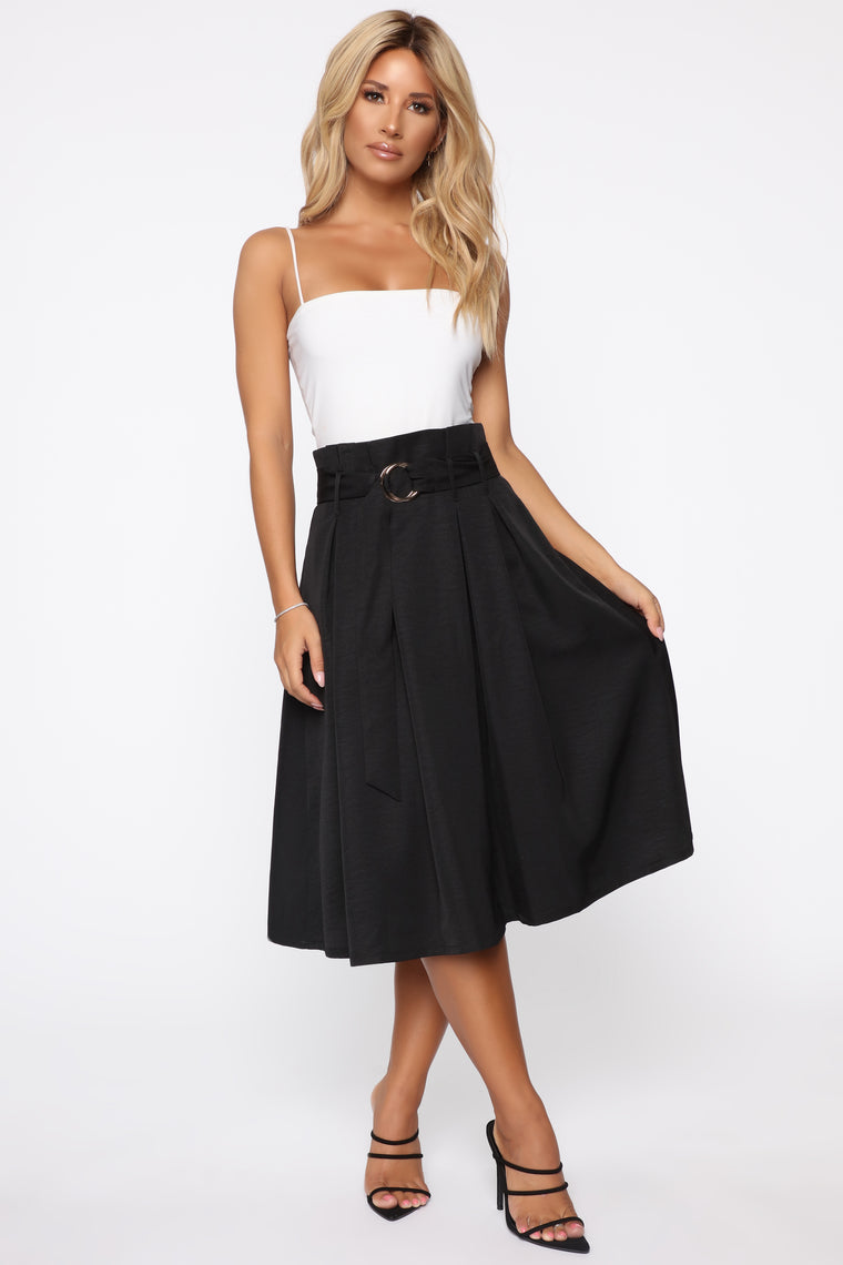 Pretty Priceless Belted Midi Skirt - Black - Skirts - Fashion Nova