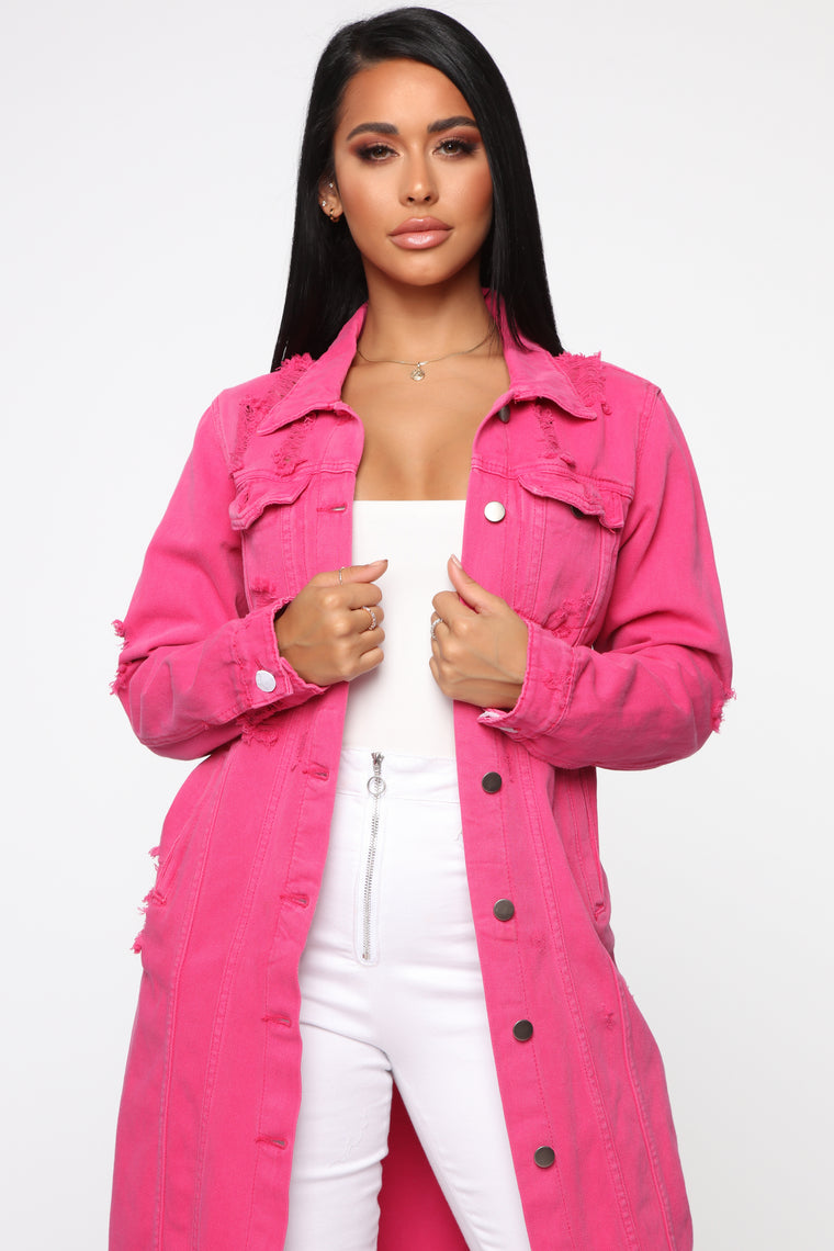 hot pink jean jacket