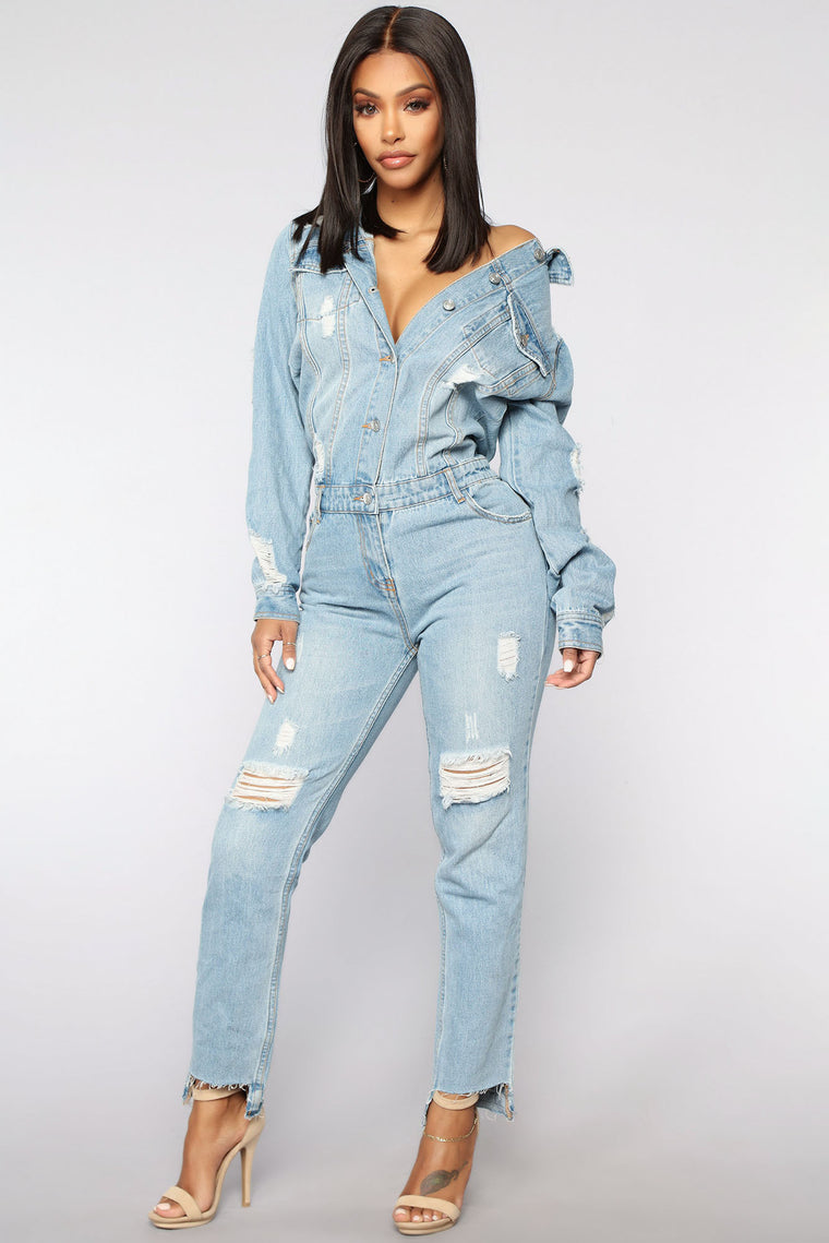 all denim jumpsuit