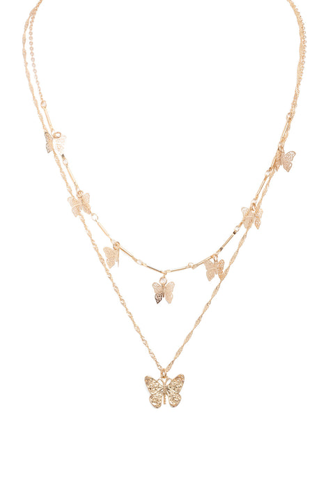 Butterfly Far Away Layered Necklace Gold Jewelry Fashion Nova