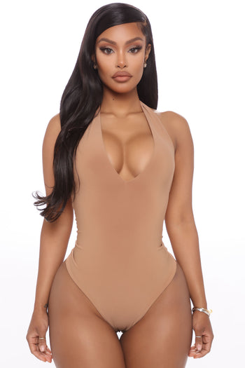 Sweet Crush Ribbed Bodysuit - Taupe