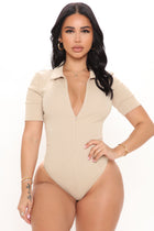 Hustle and Grind Short Sleeve Bodysuit - Nude