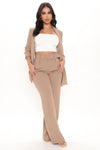 Celine Belted Wide Leg Pant - Taupe