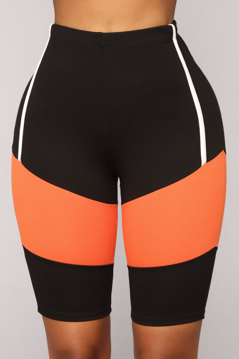 biker shorts orange