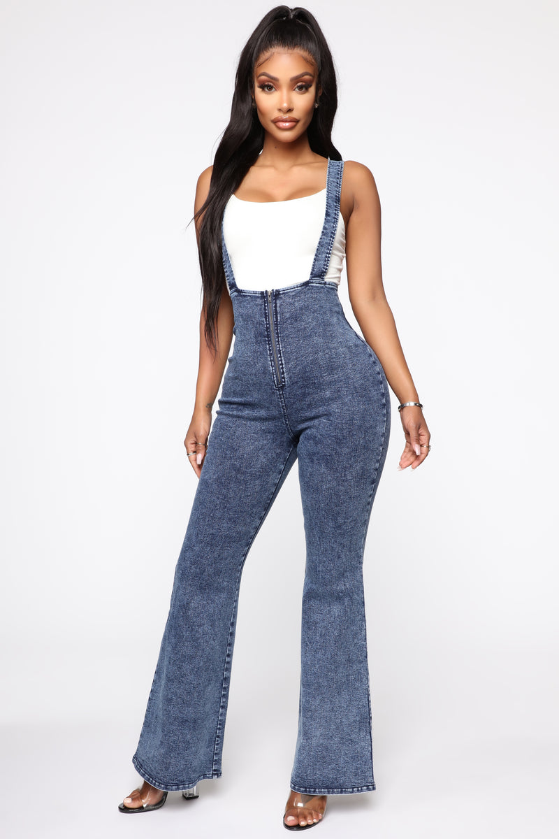 Caught Up Flounce Overalls - Dark Denim | Fashion Nova, Jeans | Fashion ...