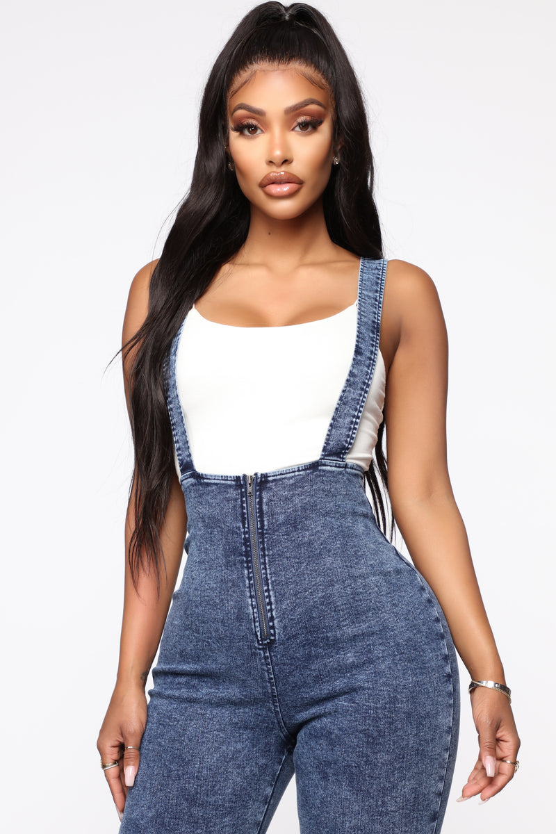 Caught Up Flounce Overalls - Dark Denim | Fashion Nova, Jeans | Fashion ...