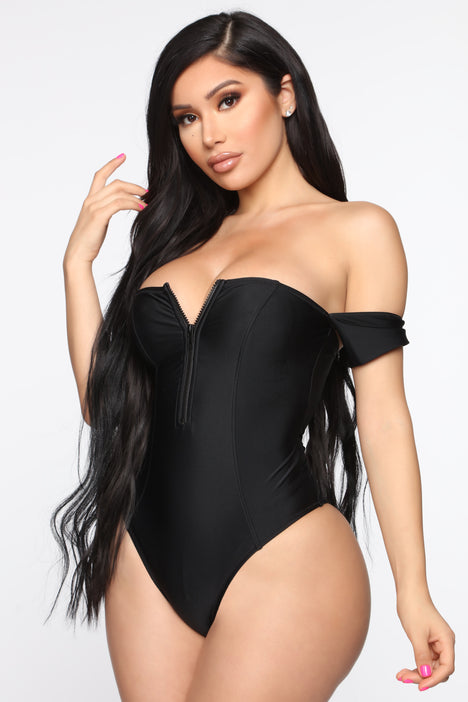 Zip It Swimsuit Black Swimwear Fashion Nova