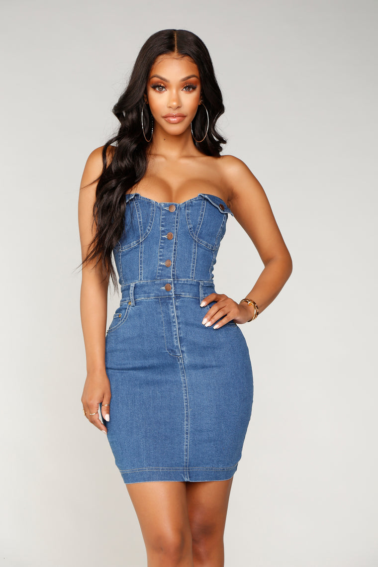 blue jean dress fashion nova