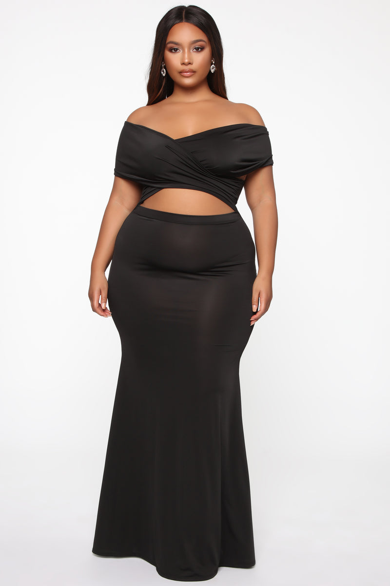 Cut For Elegance Off Shoulder Maxi Dress - Black | Fashion Nova ...