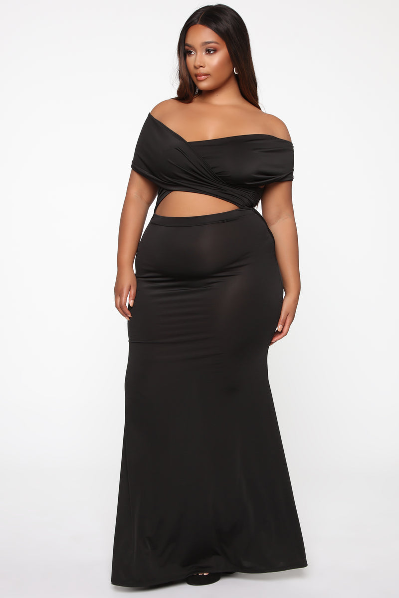 Cut For Elegance Off Shoulder Maxi Dress - Black | Fashion Nova ...
