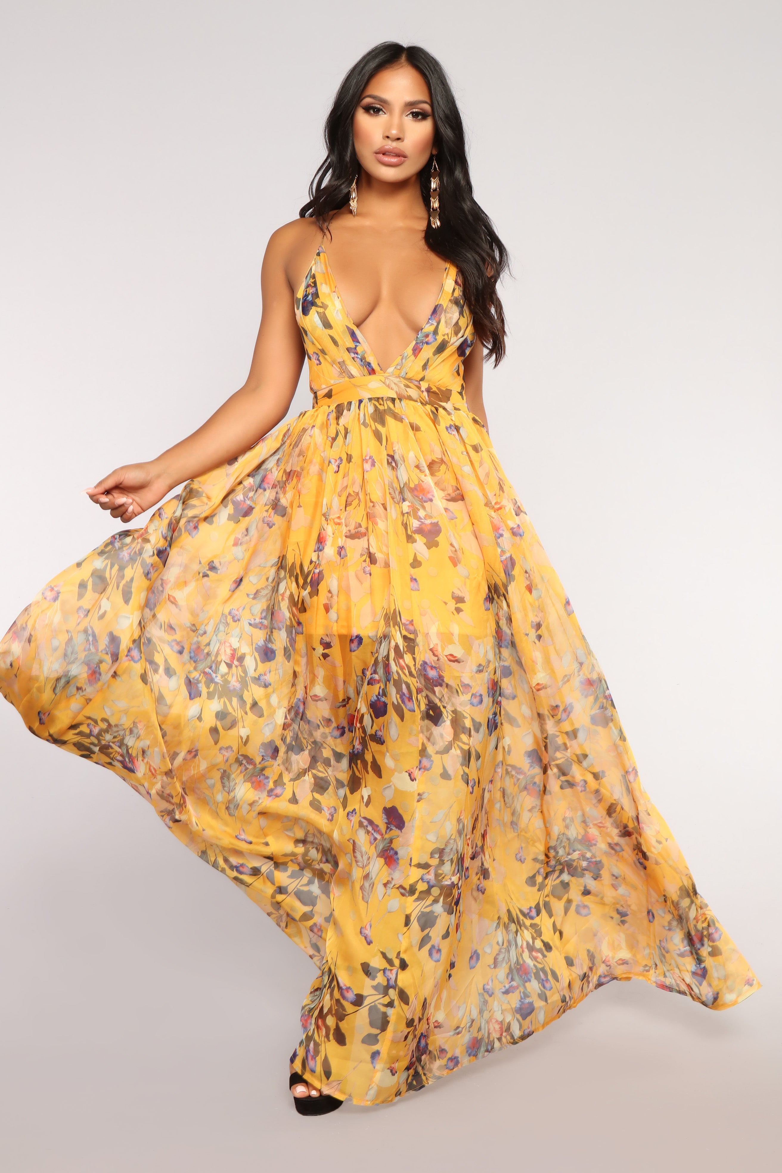 Floral Garden Maxi Dress - Mustard – Fashion Nova