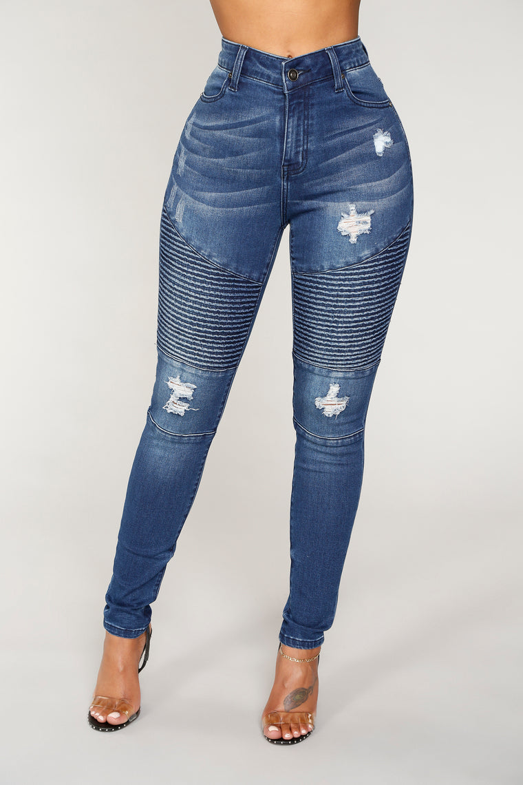 denim moto jeans