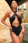 Margaritas At Midnight One Piece Ruched Swimsuit - Black