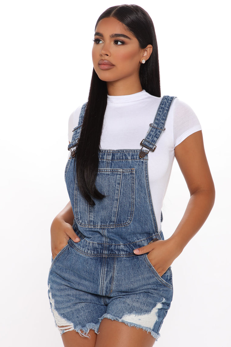 distressed shortalls