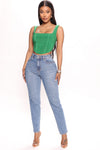 Summer Sky High Waist Slim Straight Leg Jeans - Medium Wash