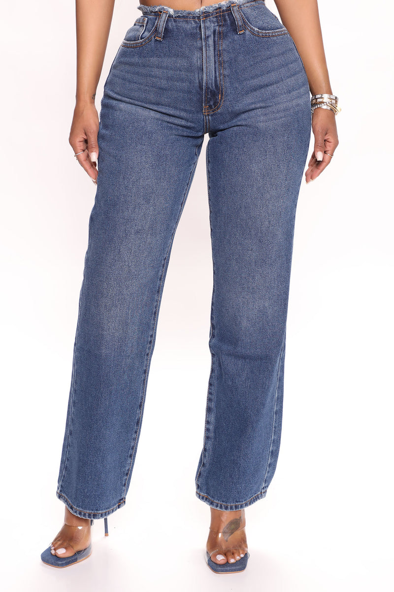 Cut Off Waistband Straight Leg Jeans - Medium Blue Wash | Fashion Nova ...