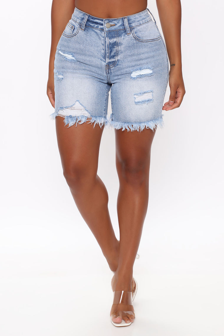 distressed mom jean shorts