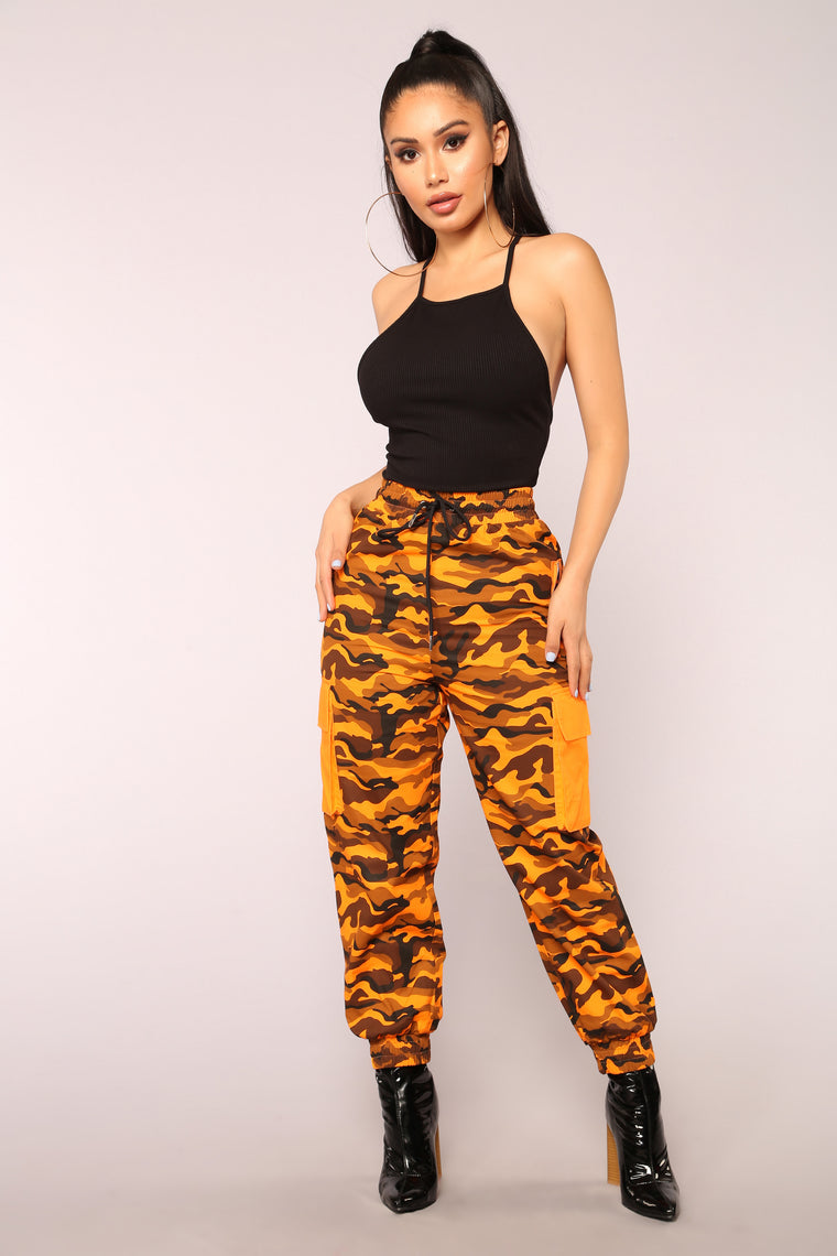 orange cargo pants fashion nova