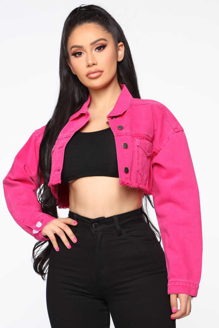 Go Getter Denim Jacket - Neon Pink 