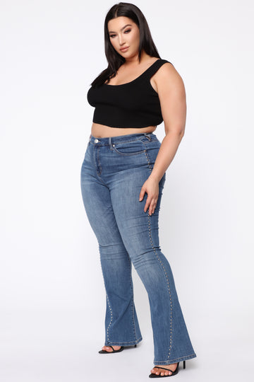 plus size high waisted bell bottom jeans