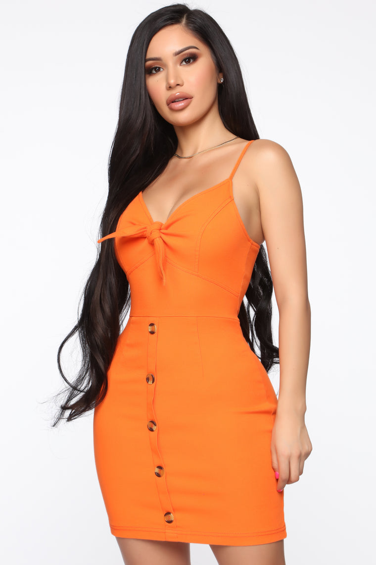 orange denim dress