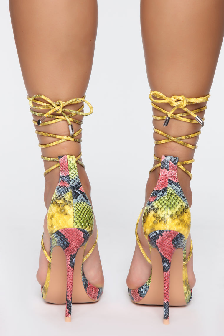 multicolor snake sandals