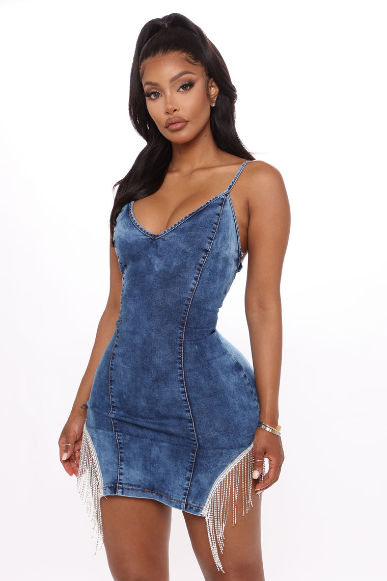 black denim mini dress