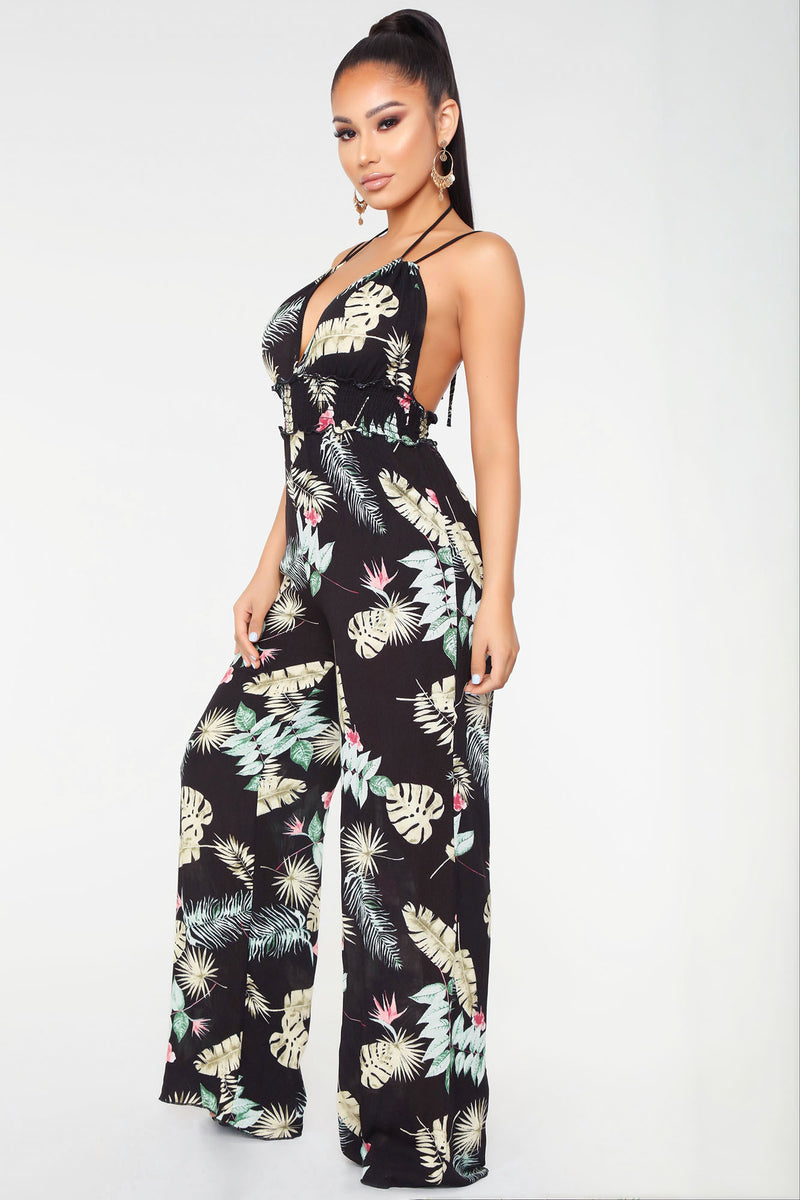 Back To The Beach Tropical Jumpsuit - Black Multi | Fashion Nova ...