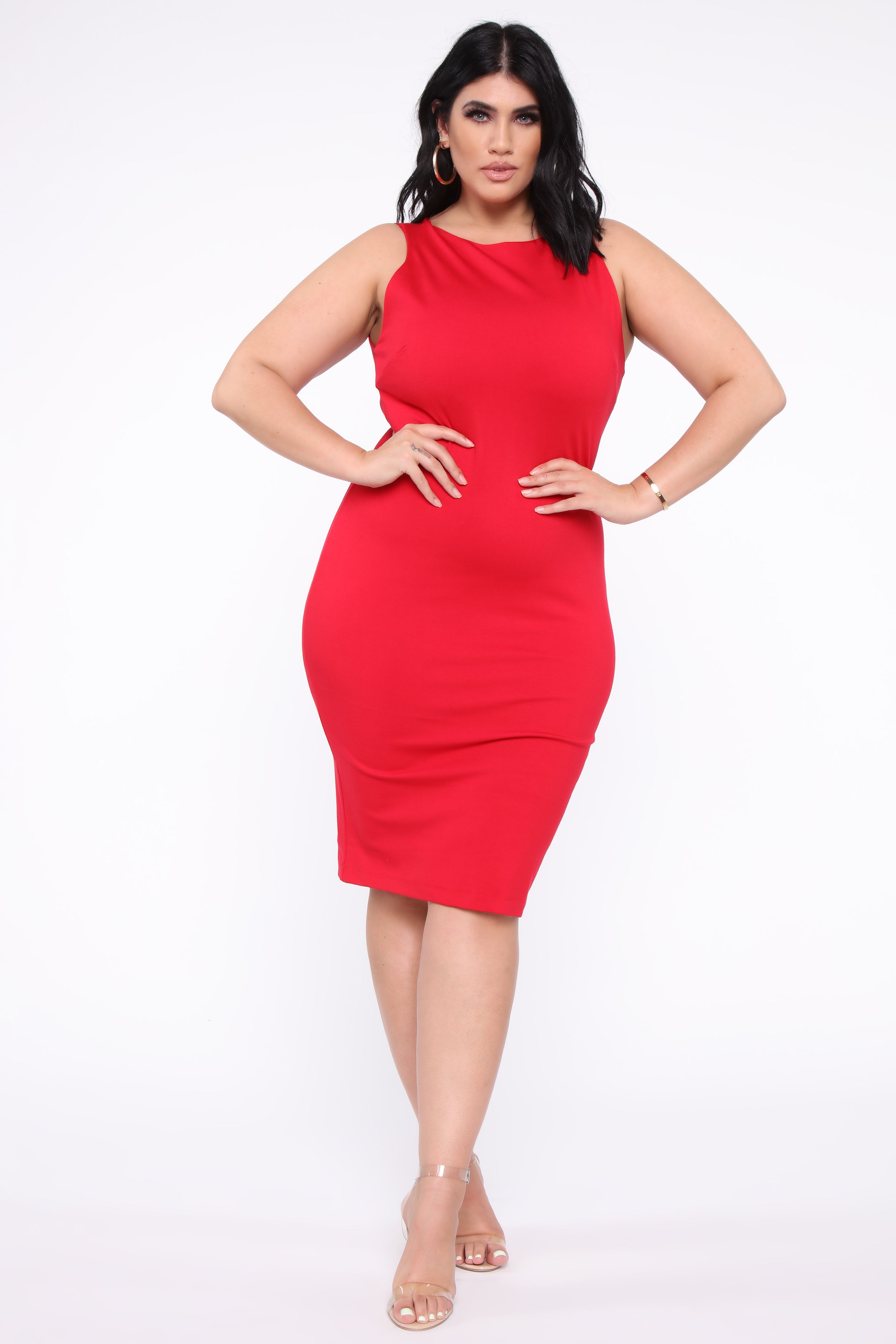 Melinda Body Sculpting Midi Dress - Red – Fashion Nova