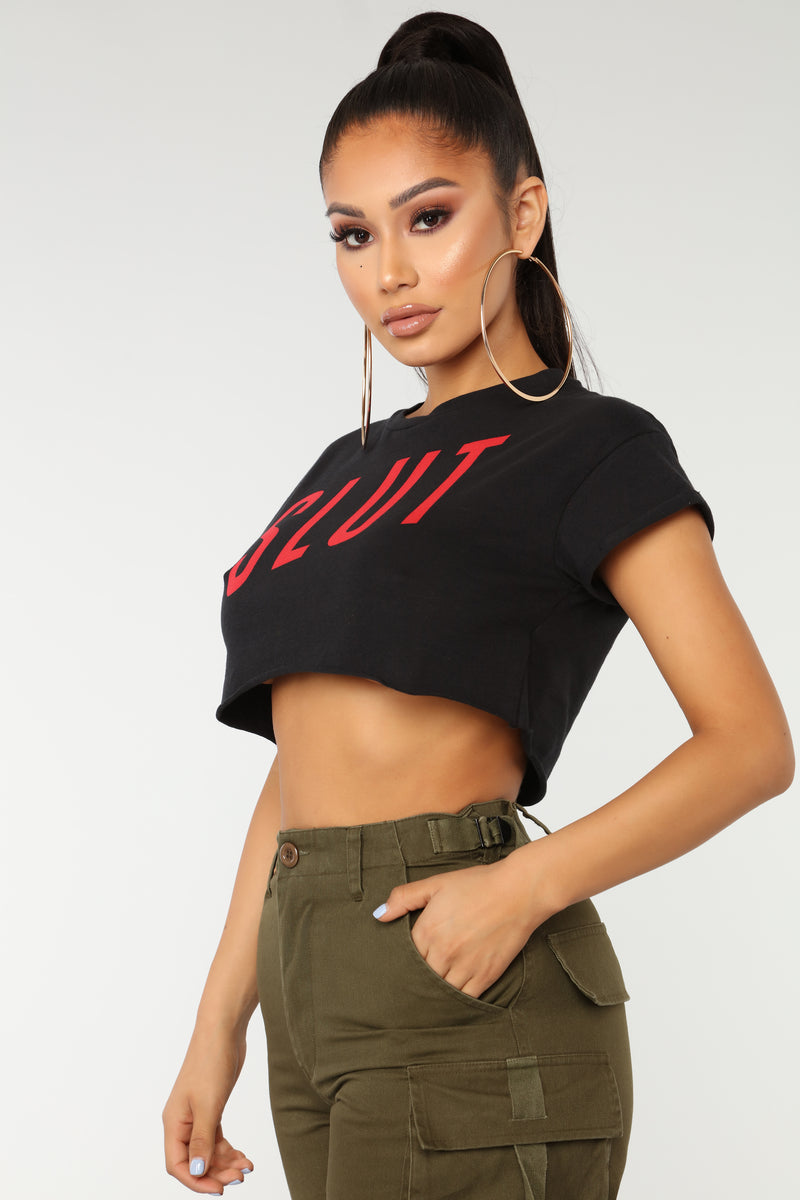 Slut Crop Top Blackred Fashion Nova Graphic Tees Fashion Nova