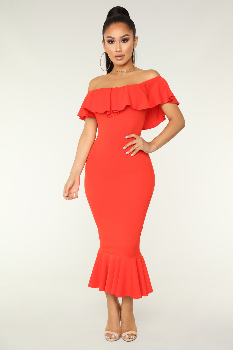 Moments Like This Ruffle Dress - Coral Red | Fashion Nova, Dresses ...