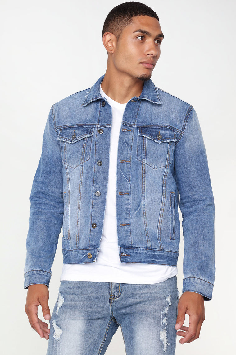 medium wash denim jacket mens