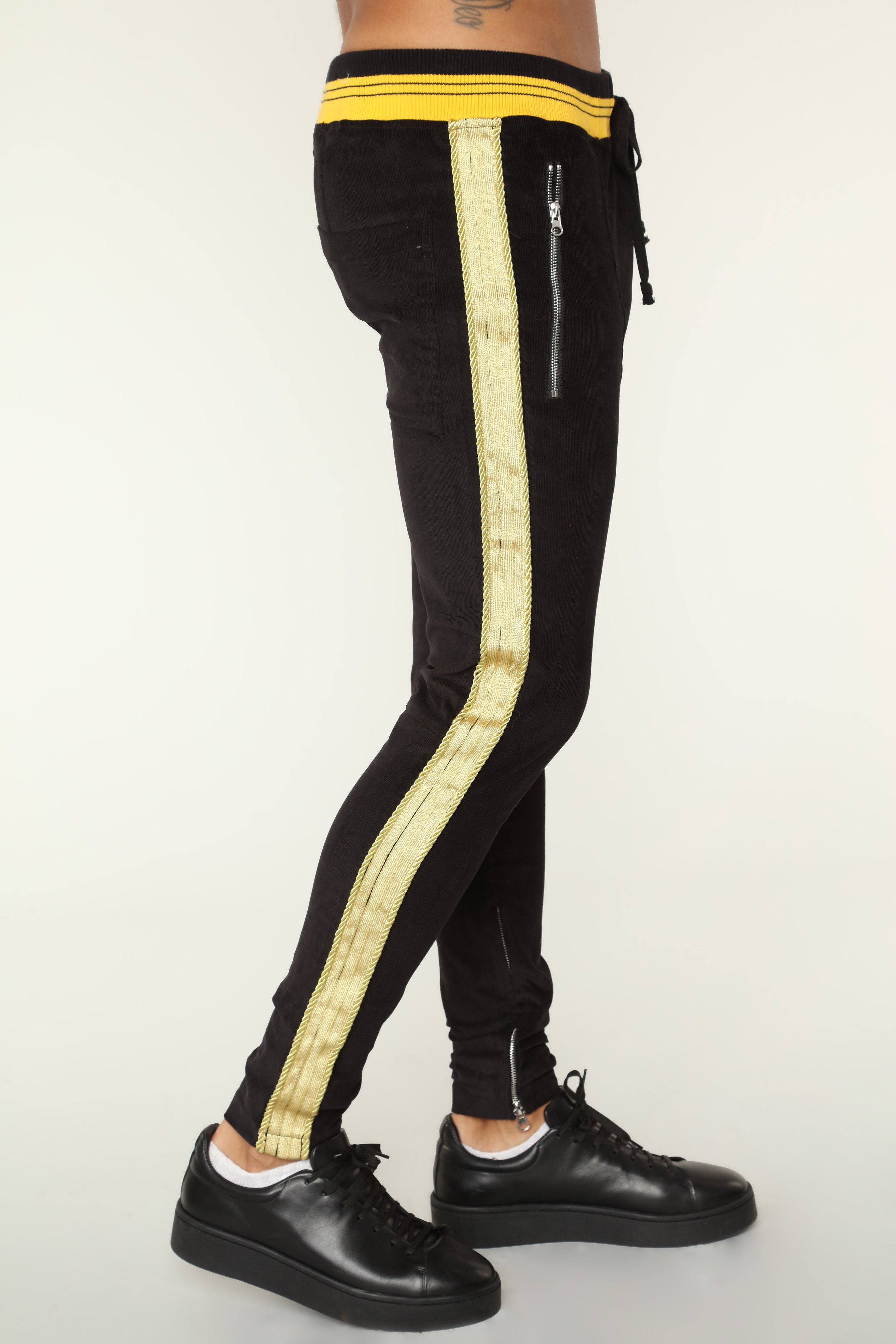 gold track pants