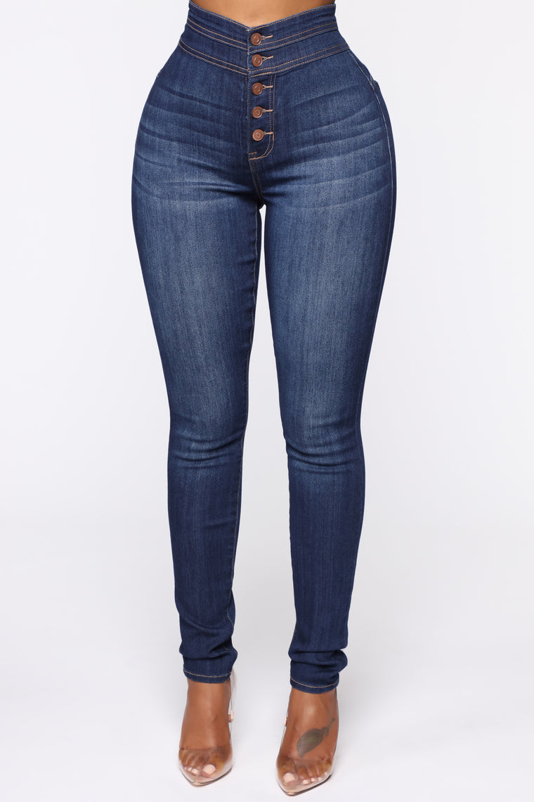 button up high rise jeans