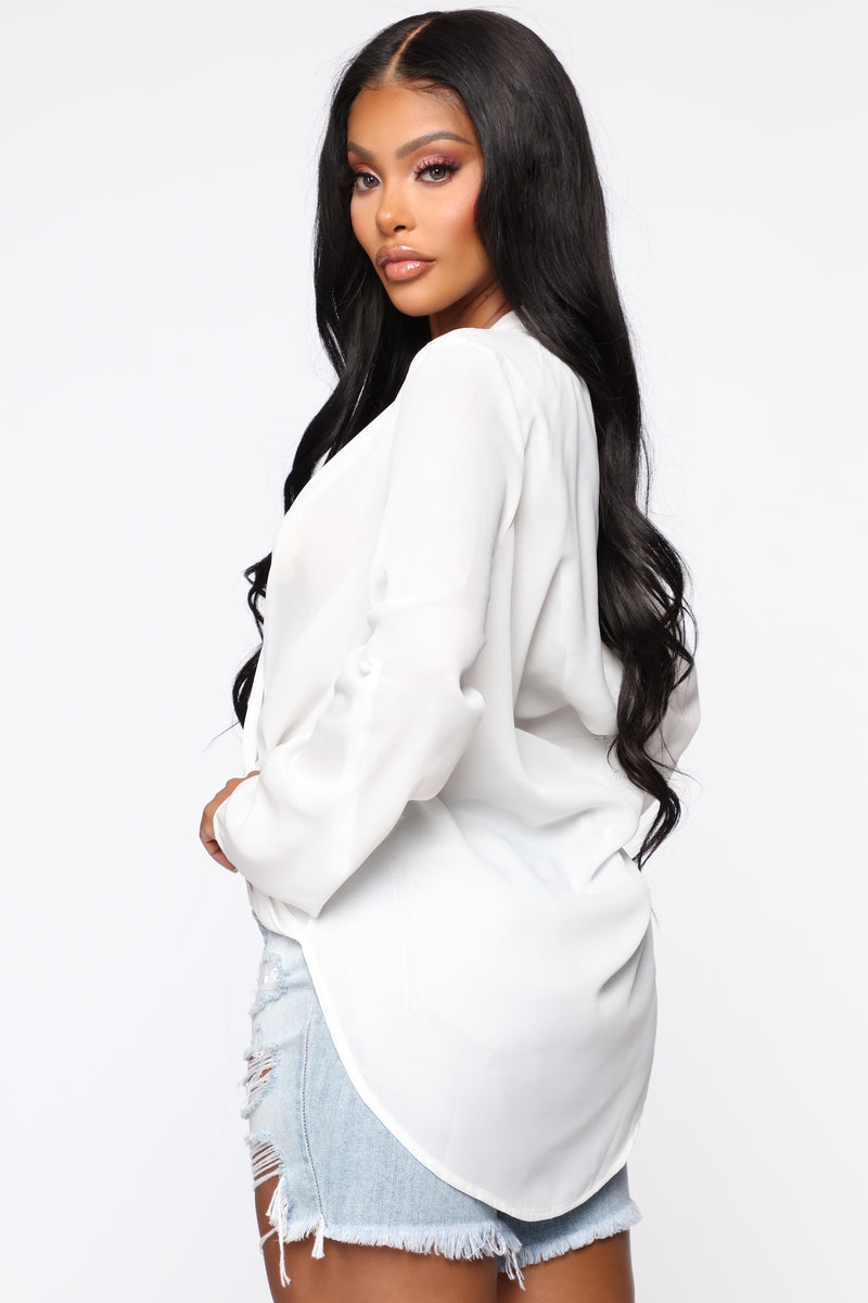 She's So Pretty Top - White, Shirts & Blouses | Fashion Nova