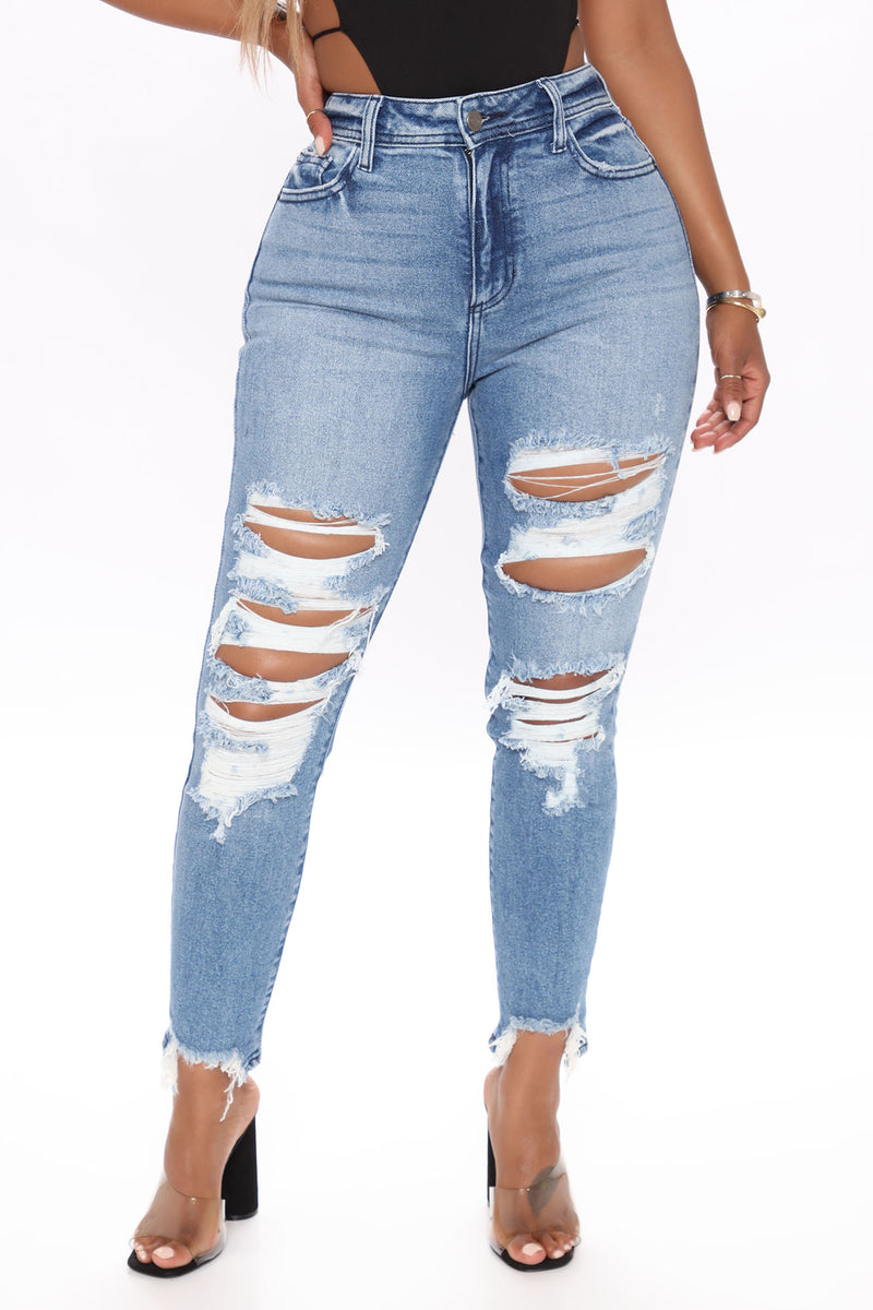I Won't Forget Distressed SkinnyJeans - Medium Blue Wash | Fashion Nova ...