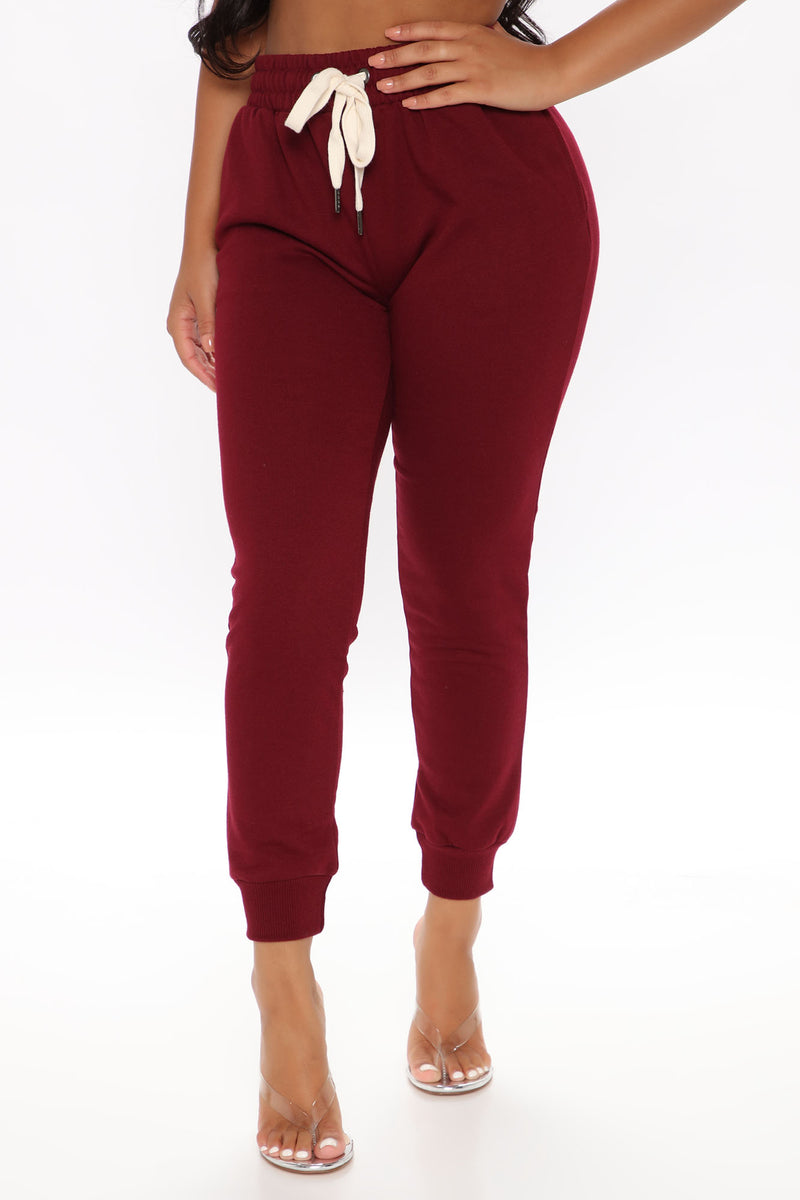 Easy As Can Be Basic Joggers - Burgundy | Fashion Nova, Pants | Fashion Nova