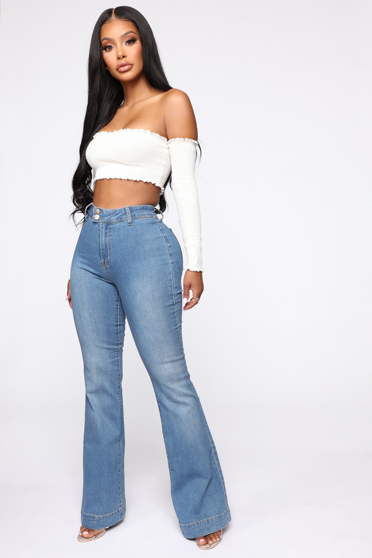 Paige High Rise Flare Jean - LightBlueWash